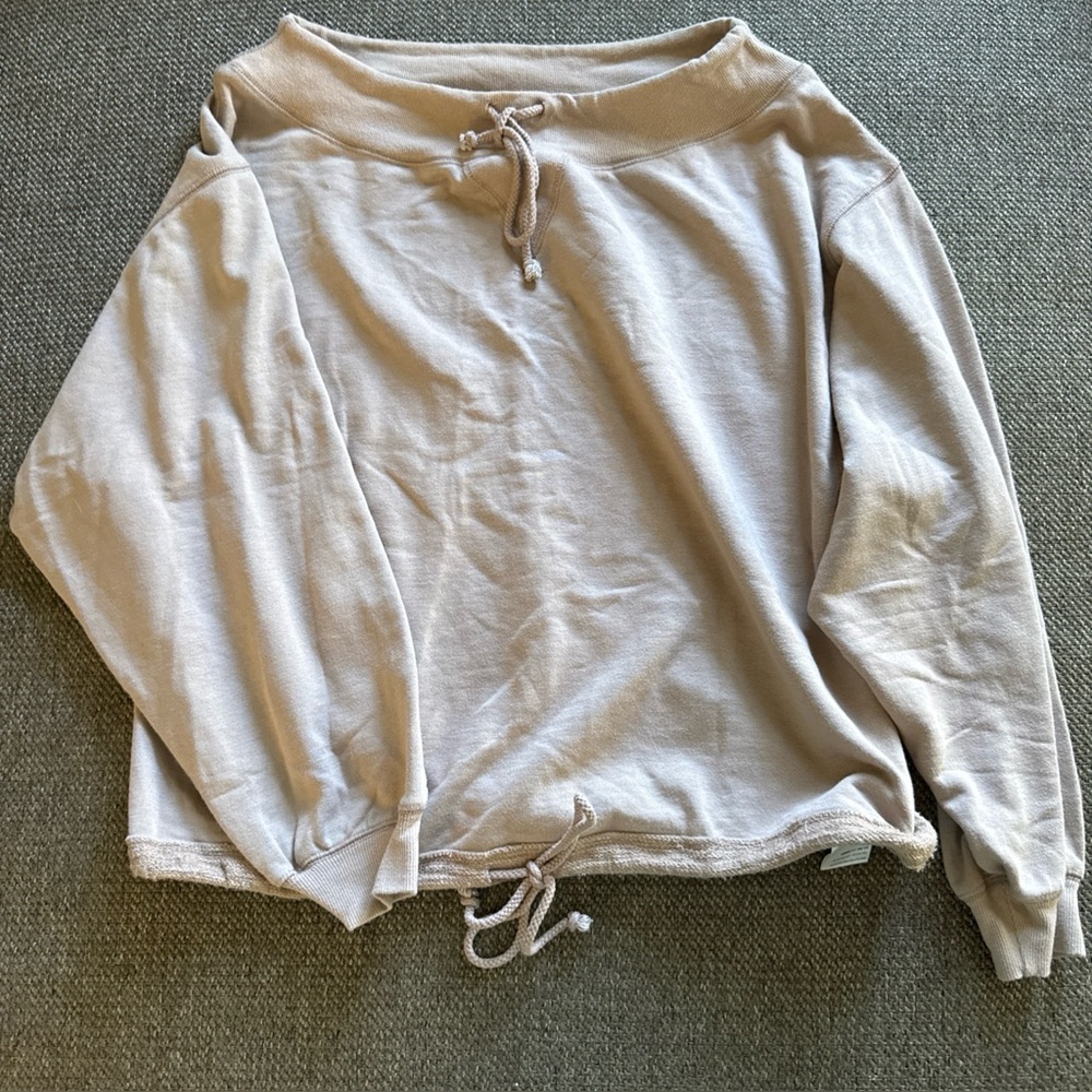 FREE PEOPLE beige tan We The Free Drawstring Sweatshirt OB946413 Size XS